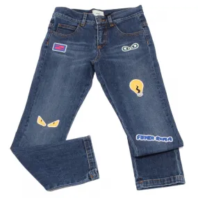 3867U  jeans bimbo FENDI pantalone blu denim stretch trouser kid boy