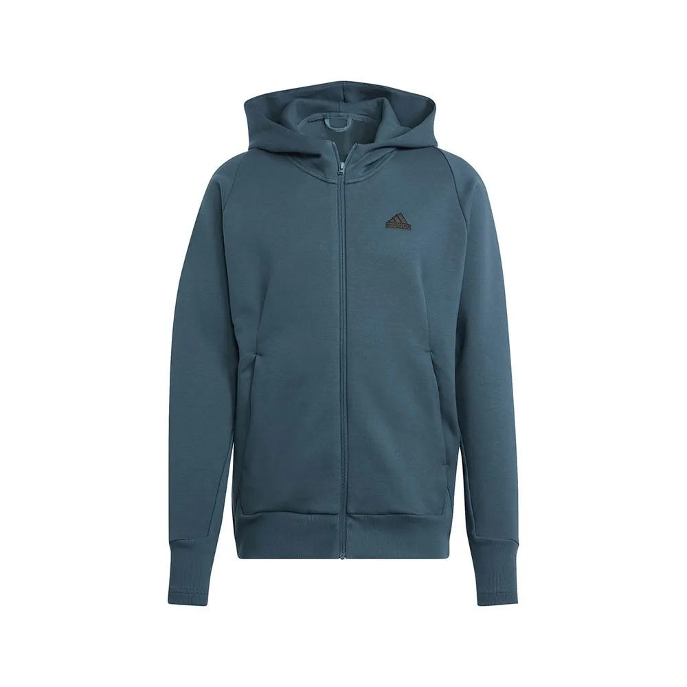 ADIDAS Felpa Palestra Full Zip Con Cappuccio Zne Petrolio Uomo