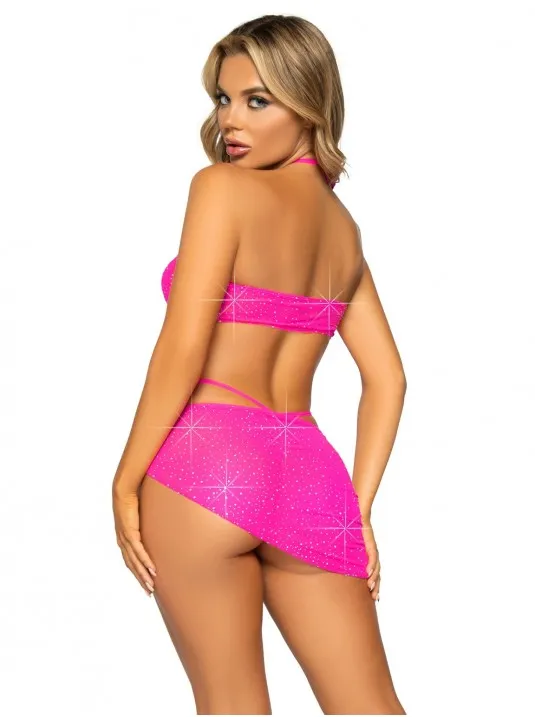 Bikini 3 pezzi, con reggiseno, perizoma e pareo  CB320 rosa