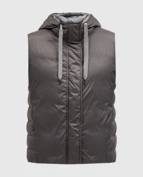 Brunello Cucinelli Gilet in piumino grigio con catena monil ecolatun MH5047920P