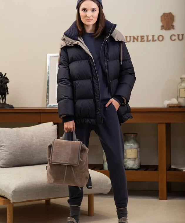 Brunello Cucinelli Piumino blu con coulisse MH5042895