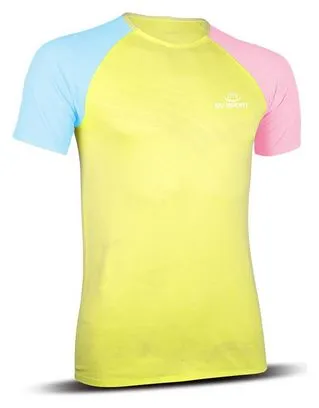 BV Sport Aerial Short Sleeve Jersey Yellow Blue Pink