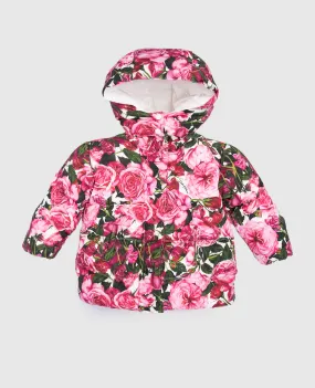 Dolce&Gabbana Piumino rosa da bambino con stampa floreale L2JBQ6ISMID