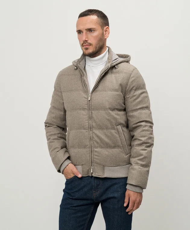 Enrico Mandelli Piumino trapuntato grigio realizzato in lana e cashmere A9T7173821