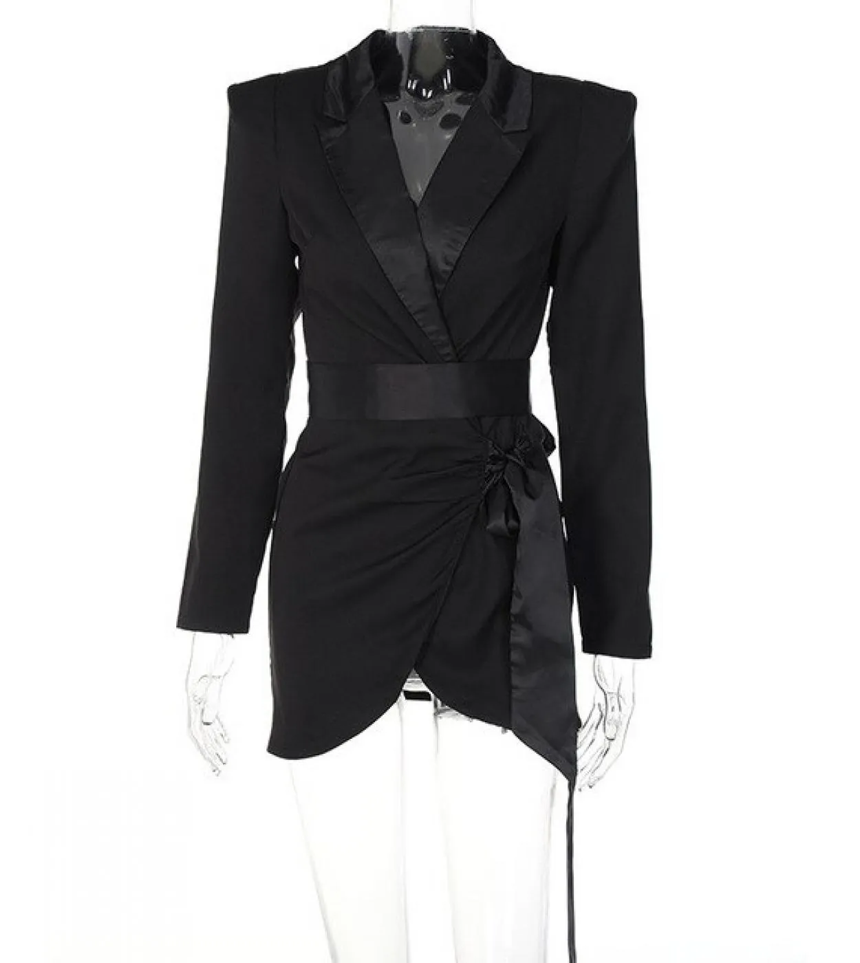 Gacvga Abiti Blazer Aderenti Con Cintura Donna Nero Elegante Abito Da Festa A Maniche Lunghe Autunnali Donna Streetwear Vestidos