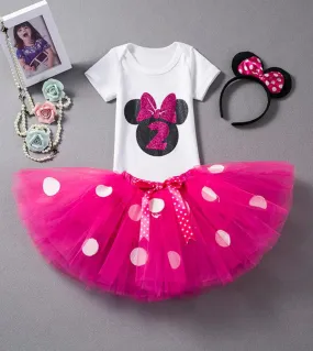 Mini Mouse Baby Girls Dress 1st Battesimo Dress For Infant Girl 2 anni Baby Kids Clothes Polka Dots Summer Newborn Ou