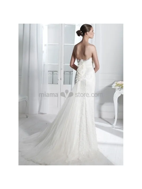 NICOLE - Sheath Strapless train Lace Wedding dress