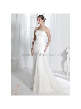 NICOLE - Sheath Strapless train Lace Wedding dress