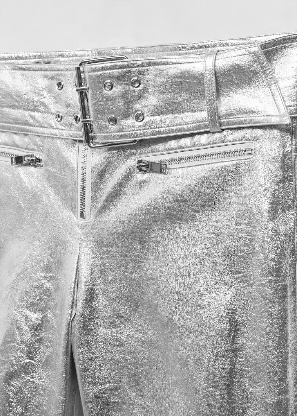 Pantaloni metallizzati cintura