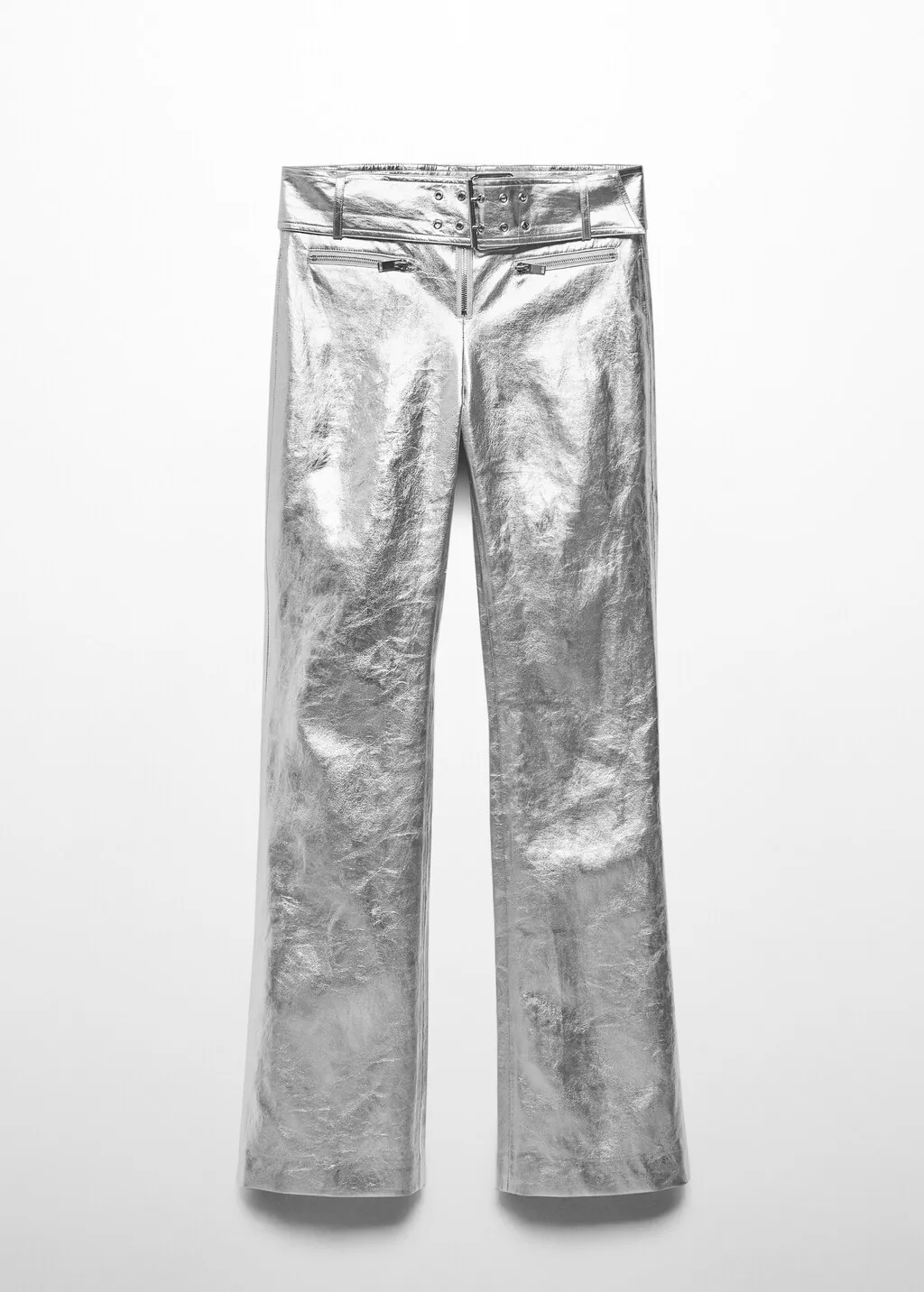 Pantaloni metallizzati cintura