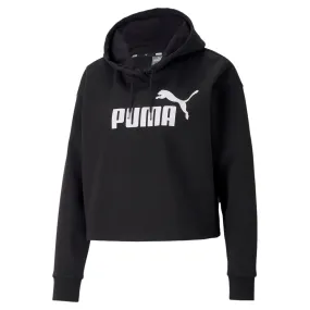 Puma felpa corta con cappuccio e logo grande da donna Cropped 586869-01 nero