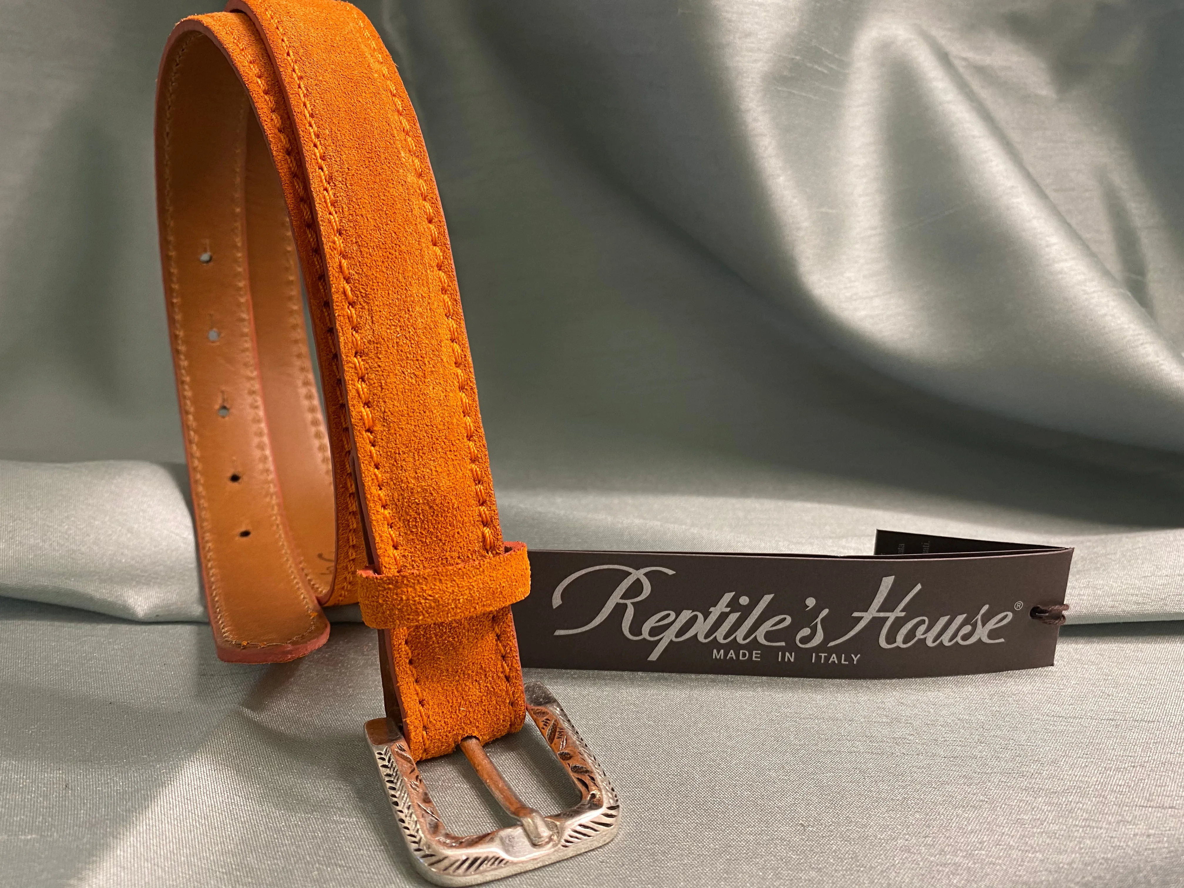 REPTILE'S HOUSE CINTURA SUEDE ARANCIO