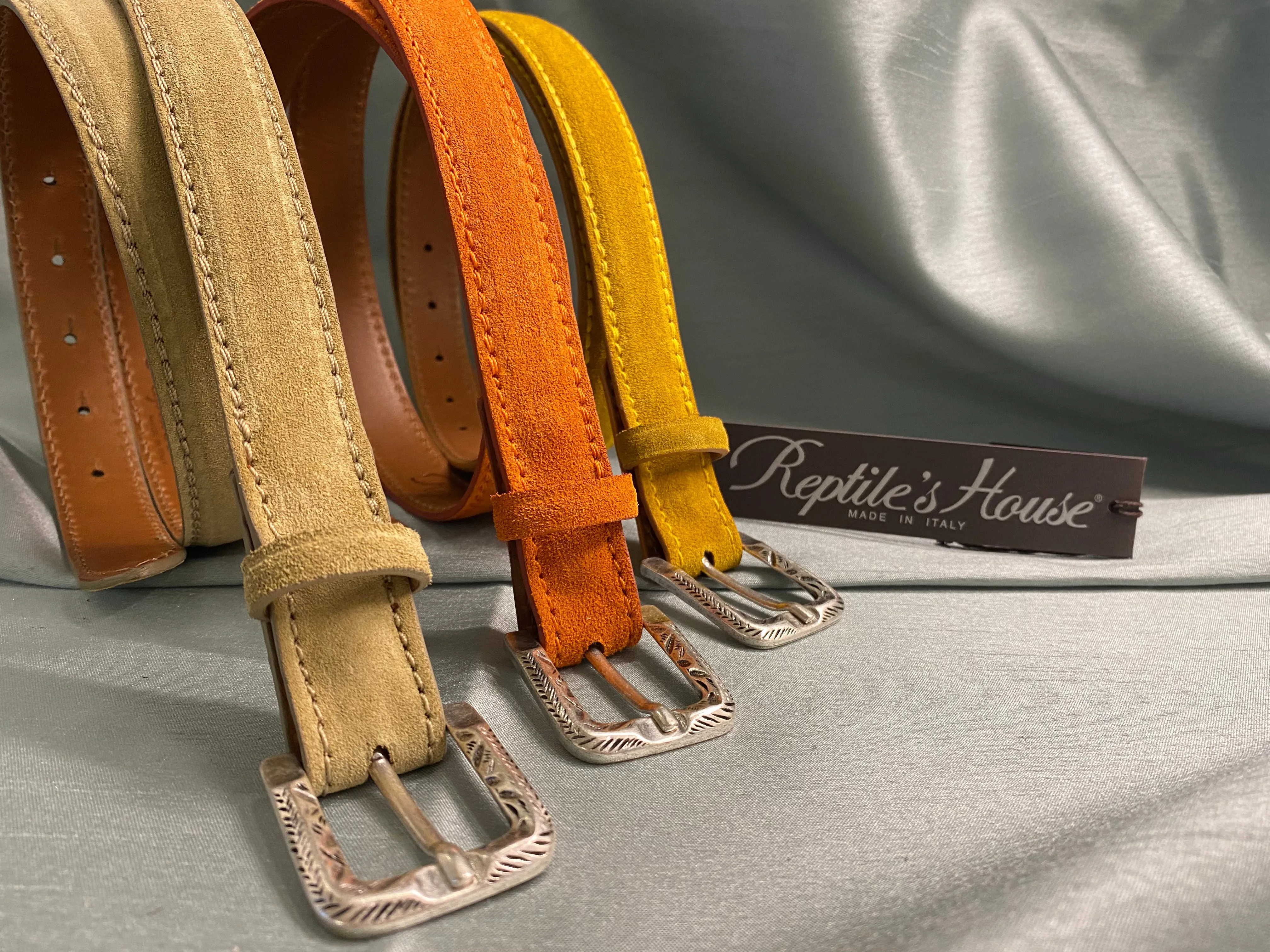 REPTILE'S HOUSE CINTURA SUEDE ARANCIO