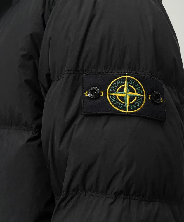 Stone Island Piumino nero con patch logo removibile 811540723