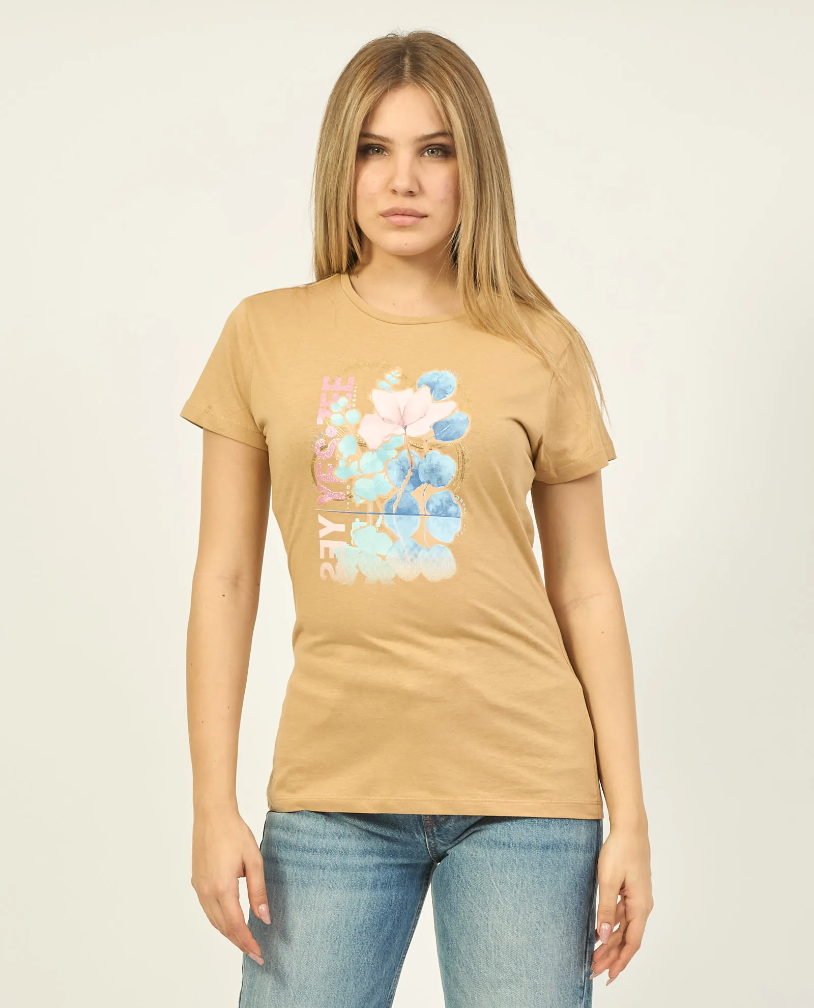 T-shirt donna Yes Zee in cotone con stampa