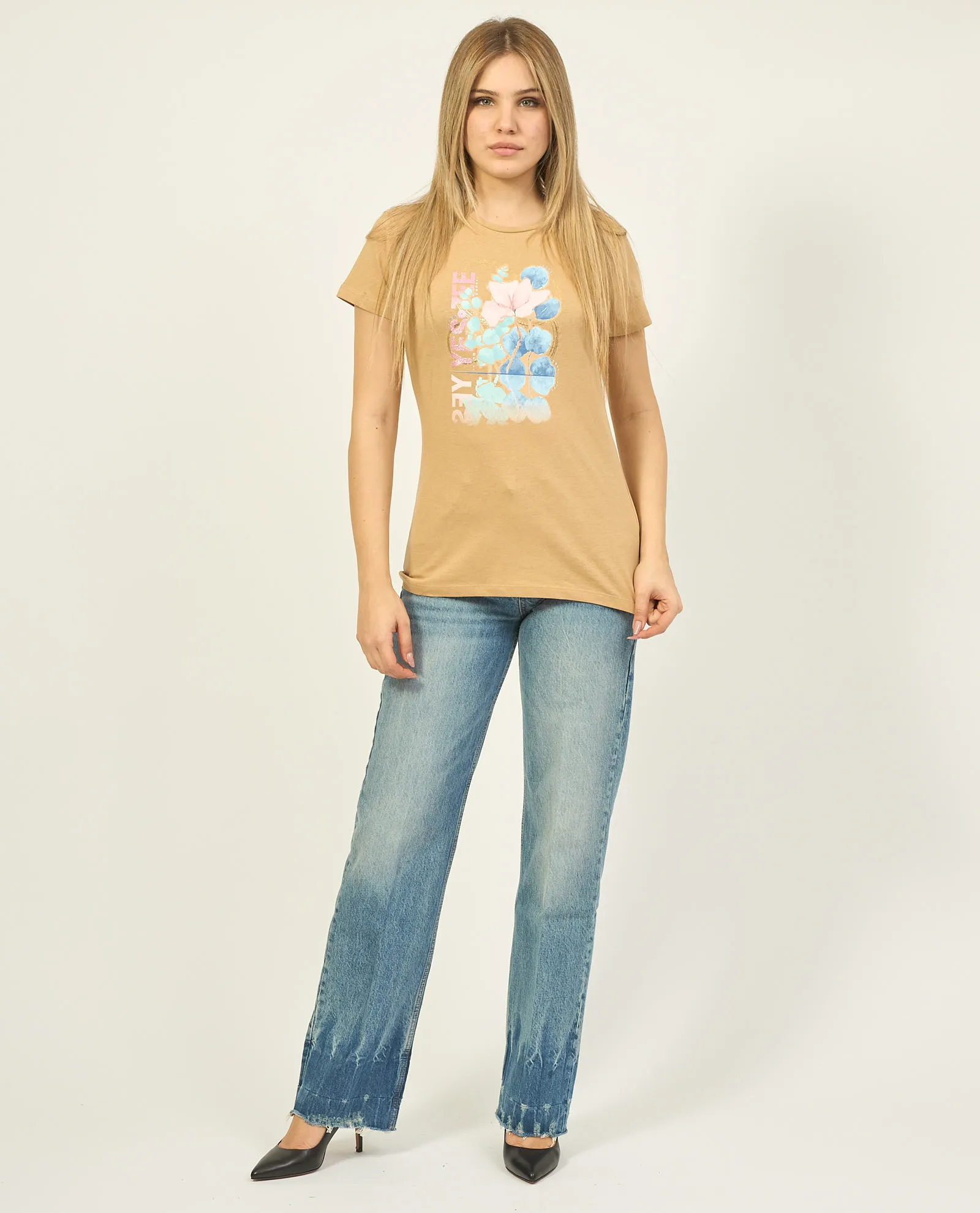 T-shirt donna Yes Zee in cotone con stampa