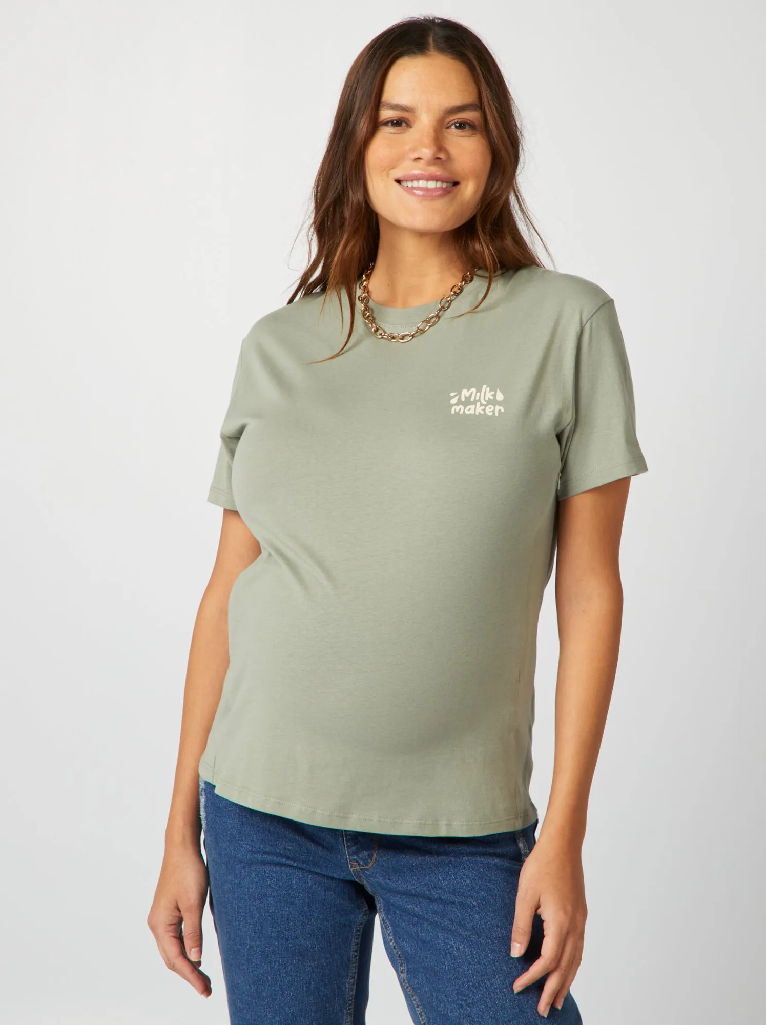 T-shirt per l'allattamento stampata - VERDE