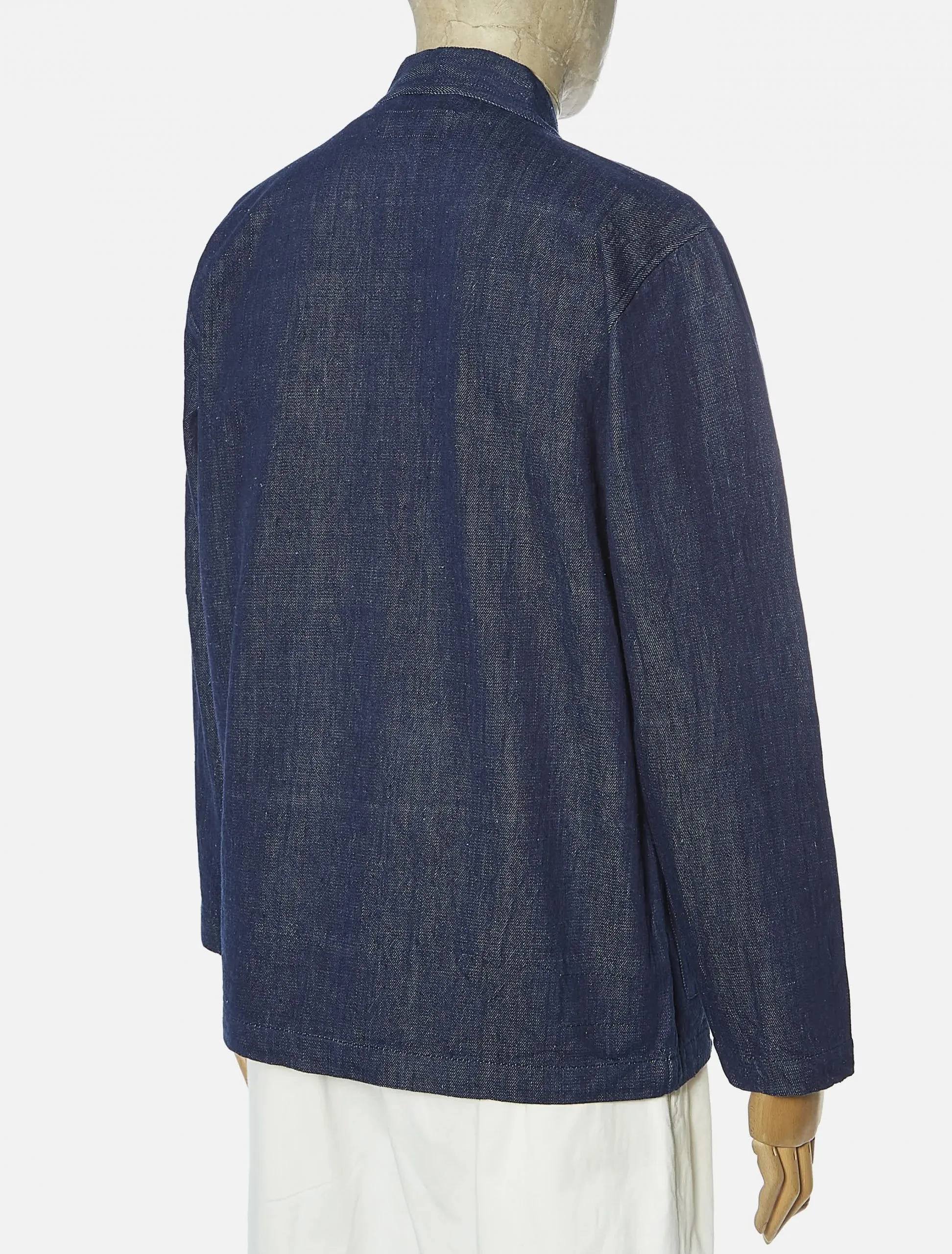 Universal Works Tie Front Jacket in Indigo Handloom Denim