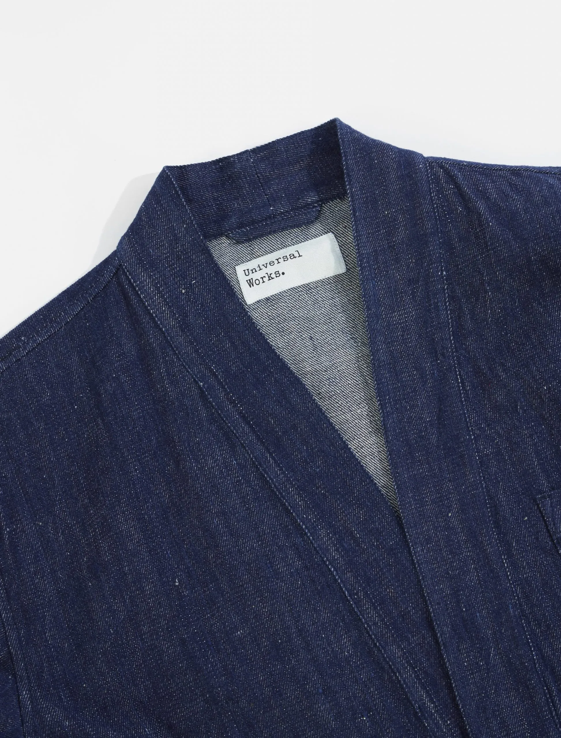 Universal Works Tie Front Jacket in Indigo Handloom Denim