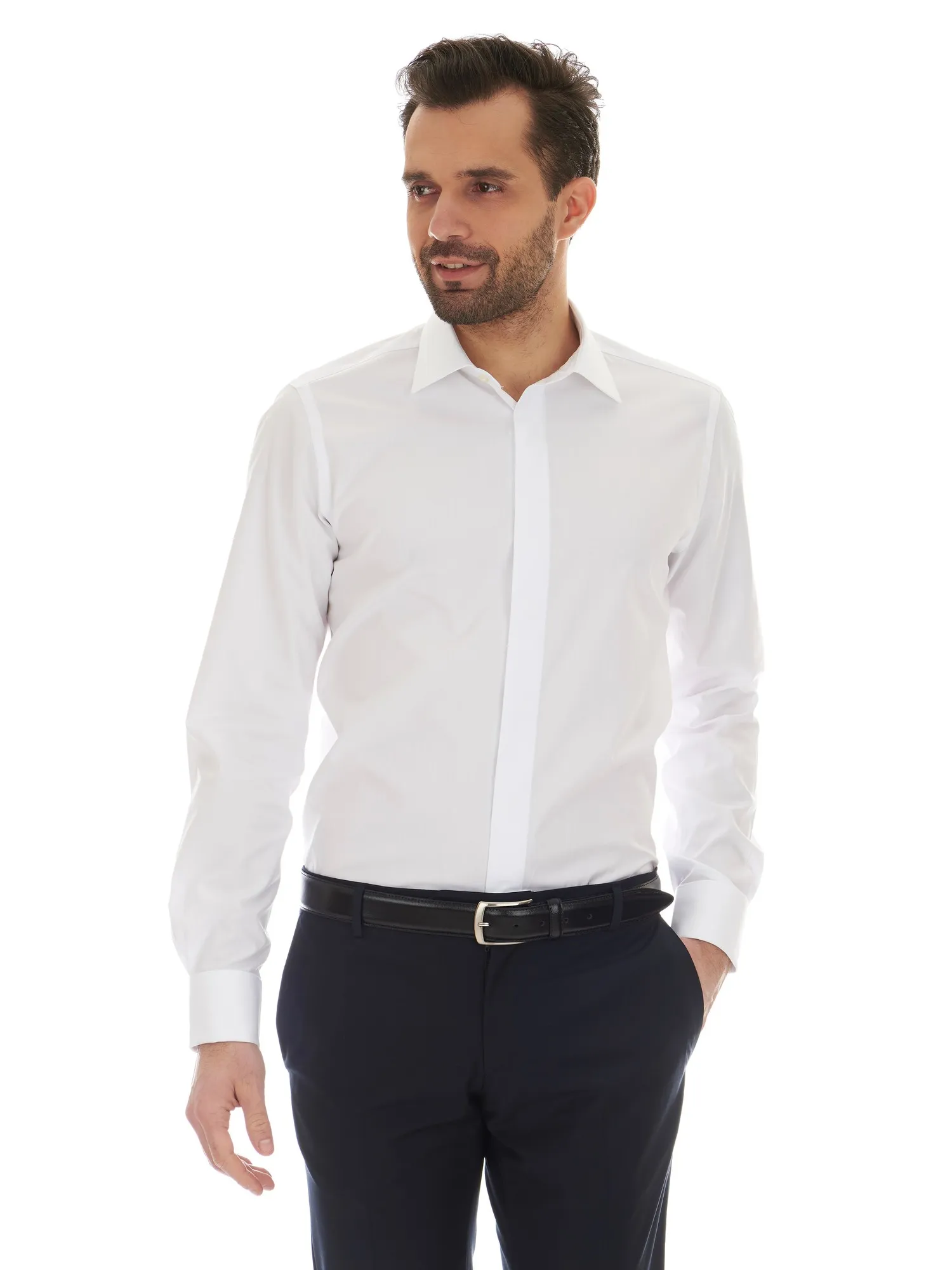 White poplin ceremony shirt classic collar