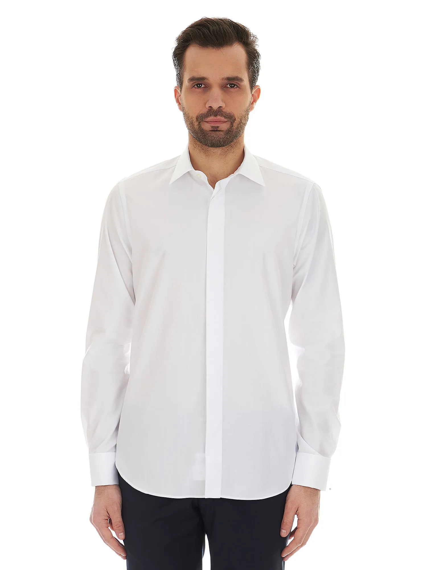 White poplin ceremony shirt classic collar