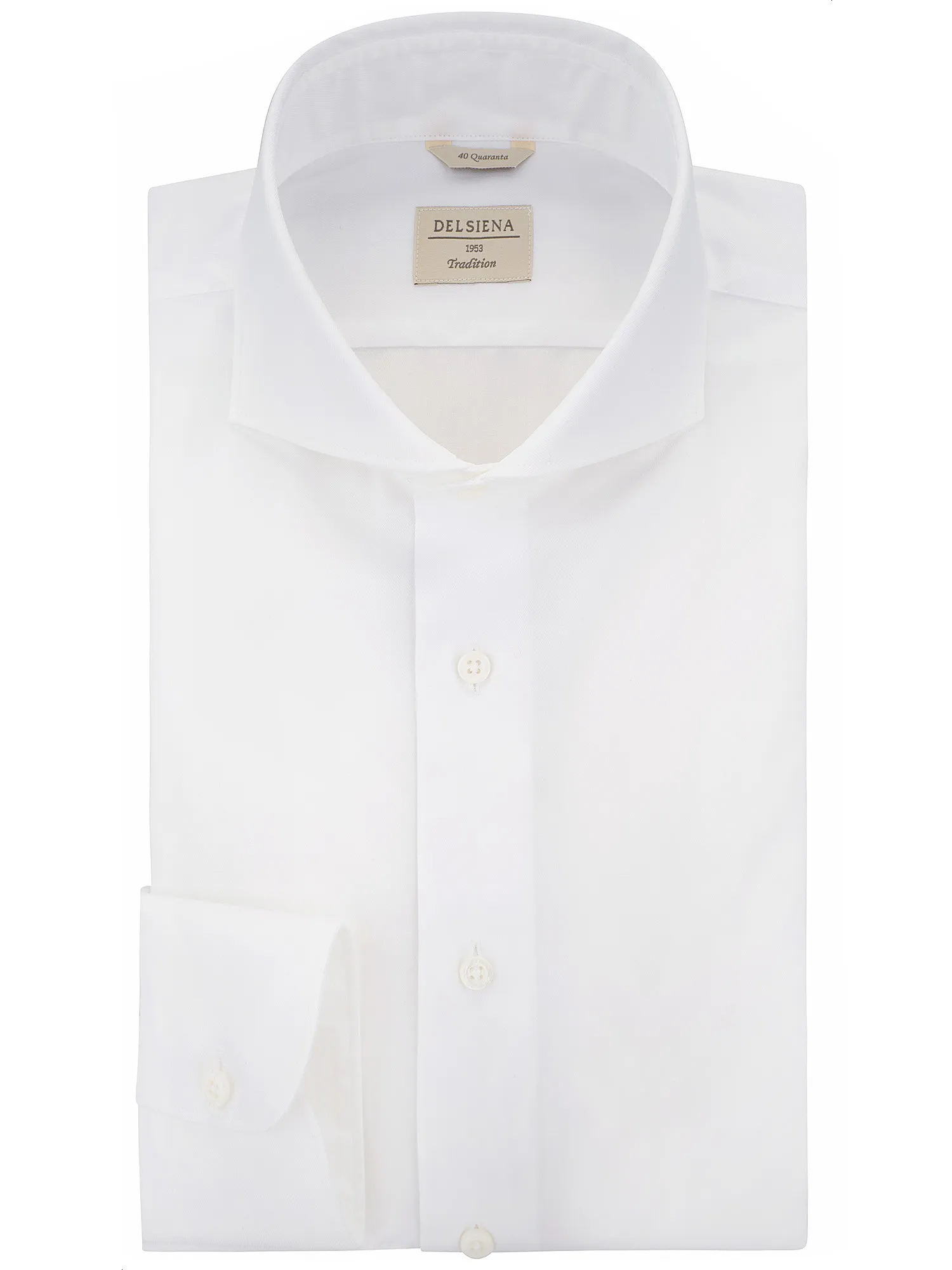 White twill shirt with english cutaway collar